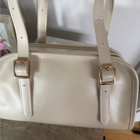 Handbags - Cream Structured Double-Handle Satchel